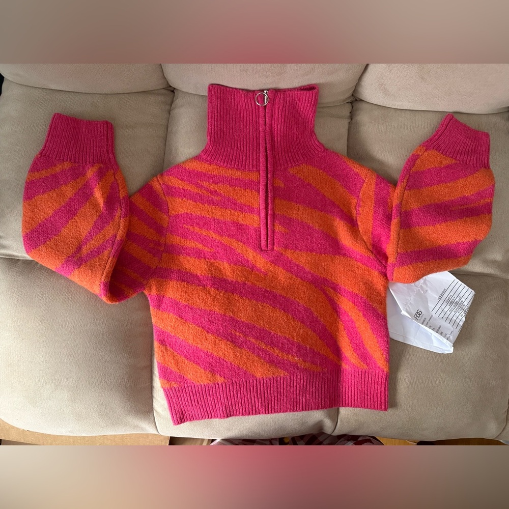 Pink and Orange Women's Sweater top and mini skirt.Size S/M